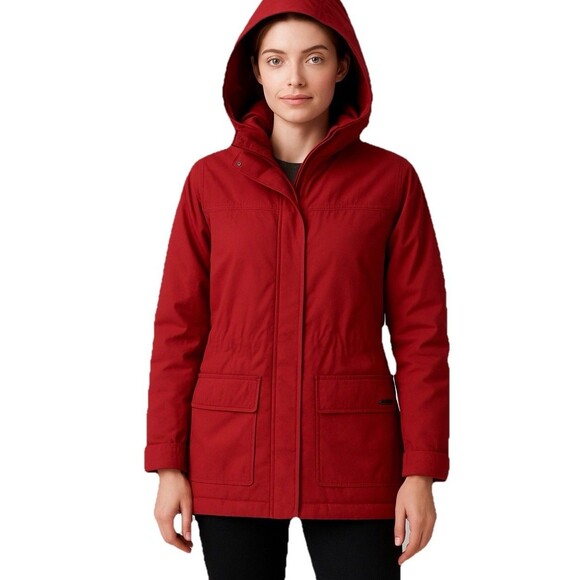 Pacific Trail Cold Weather Red Hooded Parka Jacket Ladies S Fleece Lined Winter - Picture 1 of 13